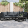 Schwarzes 4-teiliges vidaXL Garten-Sofa-Set mit Kissen und Aluminiumtisch.