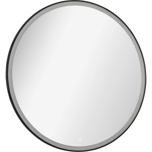 Runder Fackelmann Rahmenspiegel mit LED-Licht, Ø 80 cm, schwarzer Rahmen.