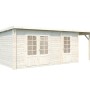Palmako Ella Holz-Gartenhaus mit Pultdach und Anbaudach, tauchgrundiert, 610x300 cm.