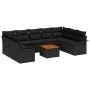 Schwarzes 10-tlg. vidaXL Garten-Sofa-Set aus Poly Rattan mit Tisch.