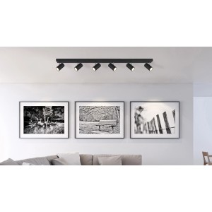 Schwarzer, 6-flammiger Globo Strahler Robby, eine moderne Deckenleuchte für Spots.