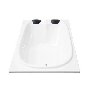 Podest-Badewanne Cado XXL, Rechteck-Badewanne in Weiß mit Kopfstützen, Aufsicht.