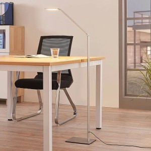 Lucande LED Stehlampe Resi 9621664 Dimmbar Modern in Alu aus Aluminium 1-flammig Arbeitszimmerleuchte