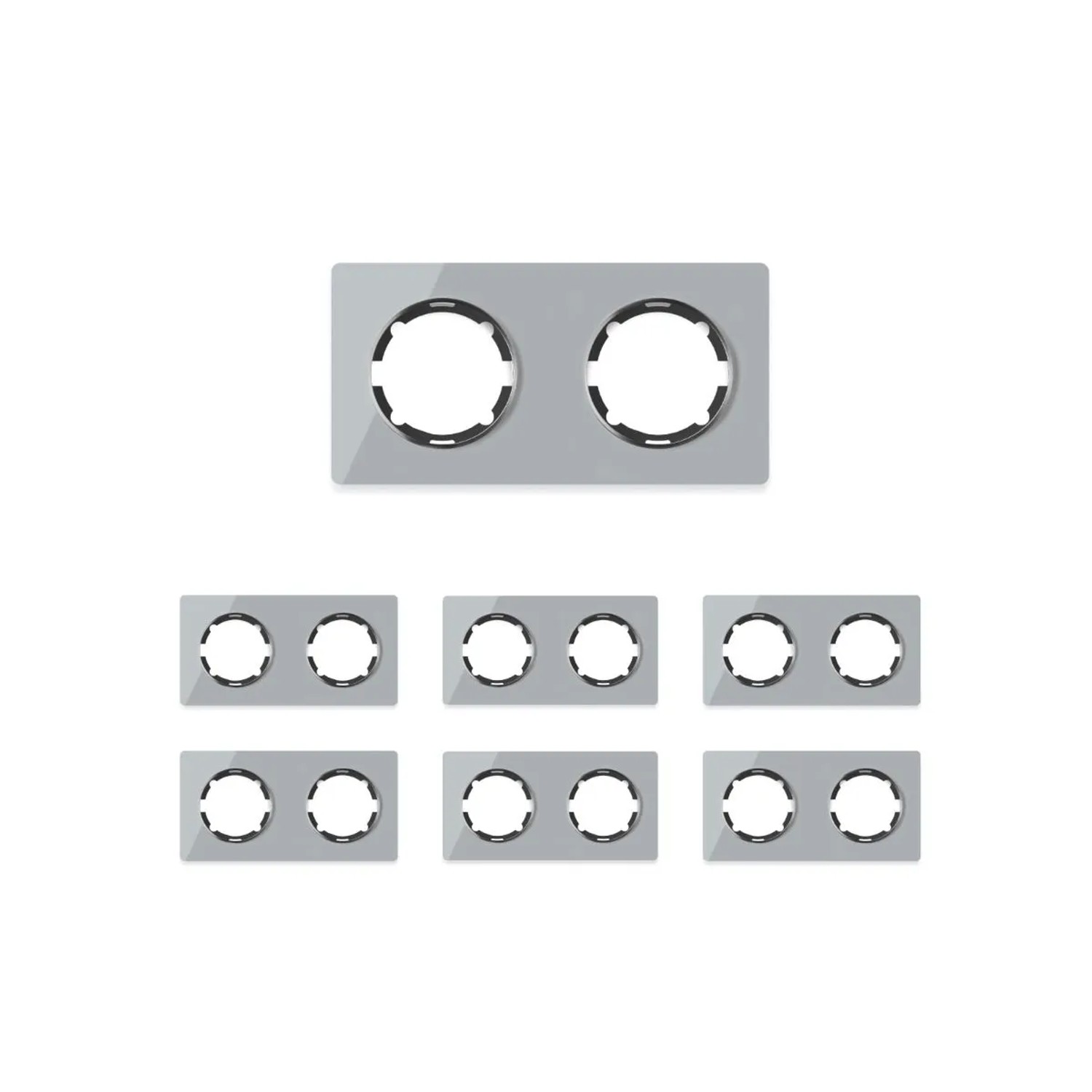 OneKeyElectro 7x Garda Glas Abdeckrahmen Set Abdeckrahmen 2fach Waagerecht Grau
