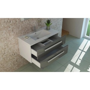 Jet-Line Badmöbel-Set Locarno, 80cm, Grau Hochglanz mit Unterschrank und Waschbecken.