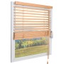 Sol Royal Holzjalousie SolDecor JH3, Eiche, B130xH160 cm, am Fenster mit Landschaft im Hintergrund.