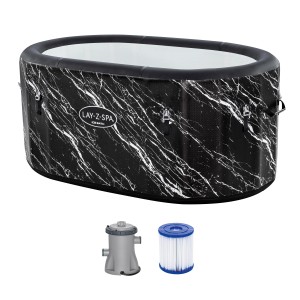 Bestway Eisbad Glacial Dip, aufblasbar, mit Marmor-Optik, Filterpumpe und Filterkartusche.