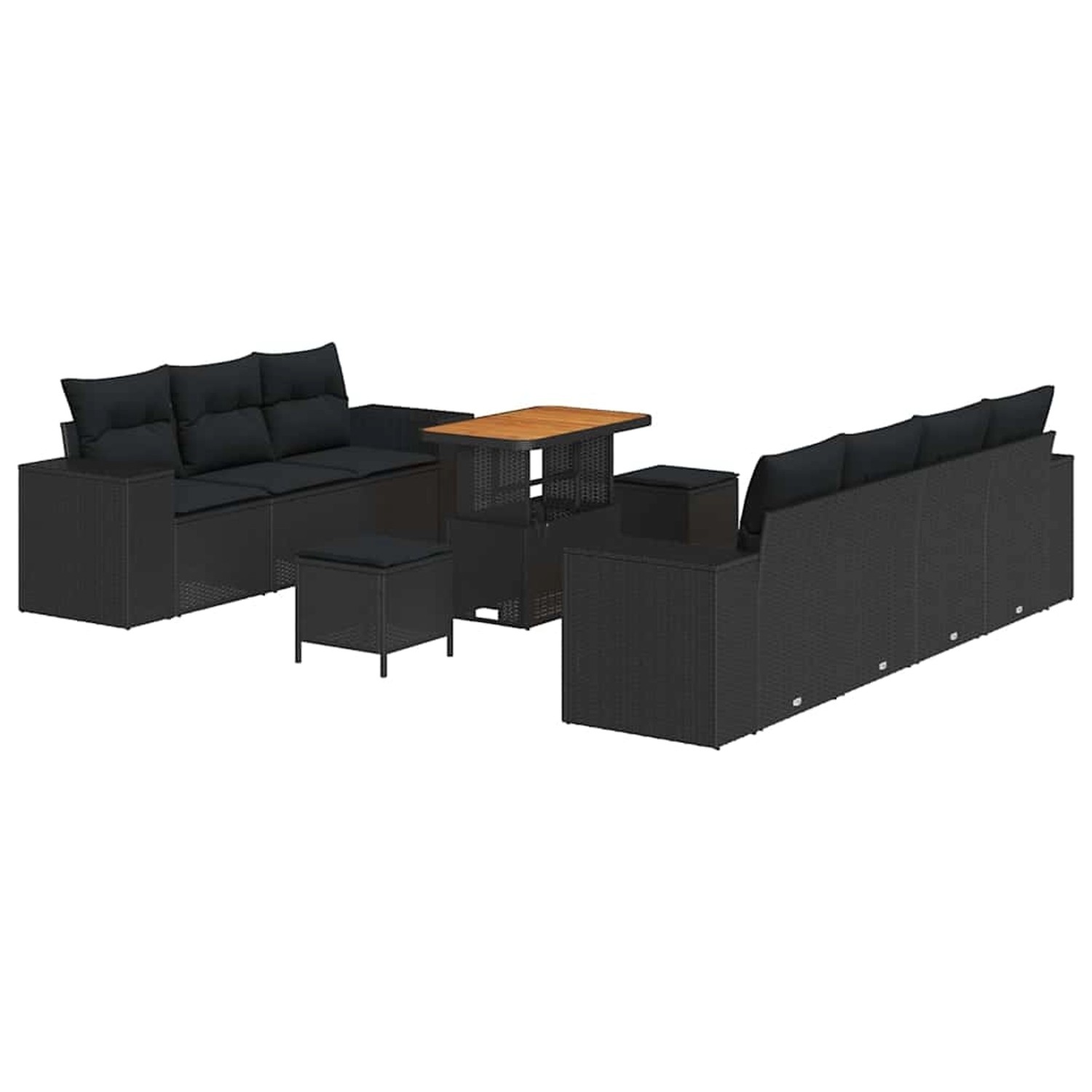 vidaXL Garten-Sofa-Set 10-Tlg Schwarz Poly Rattan 3361969 günstig online kaufen
