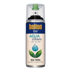 Belton Free AQUAcolours Buntlack RAL 9005 Tiefschwarz matt, 400ml Dose.