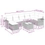 vidaXL 8-tlg. Garten-Sofagarnitur hellgrau Poly Rattan mit Maßen und Details.