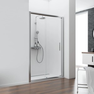 Schulte Gleittür Kristall/Trend, 120 cm, Echtglas klar hell, gerahmte Dusche.