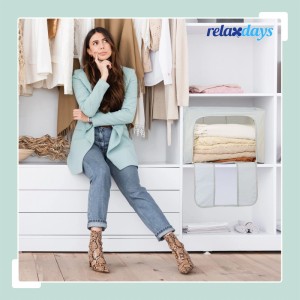 Relaxdays Aufbewahrungstasche Polyester Grau Stapelbar Sichtfenster 2er Set 33 cm x 50 cm x 40 cm
