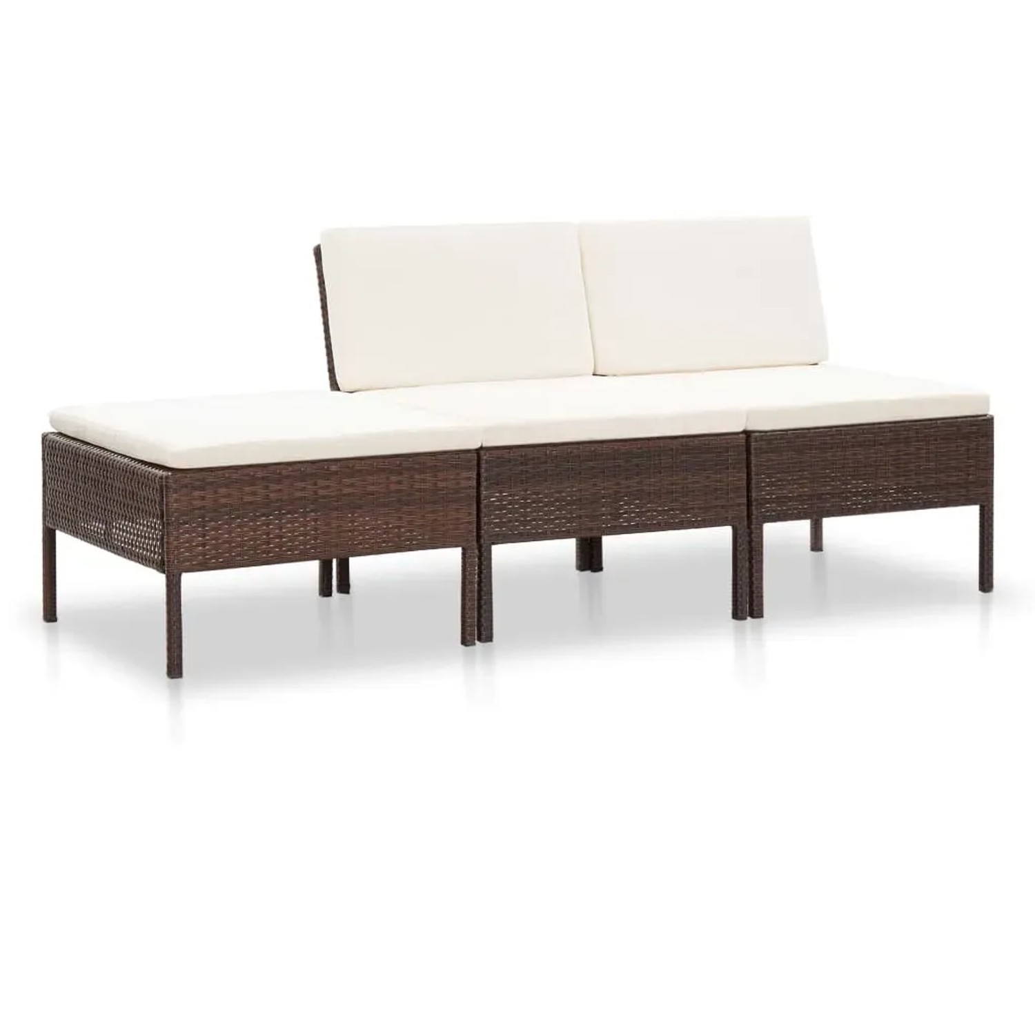 vidaXL 3-Tlg Garten-Lounge-Set mit Auflagen Poly Rattan Braun 48955