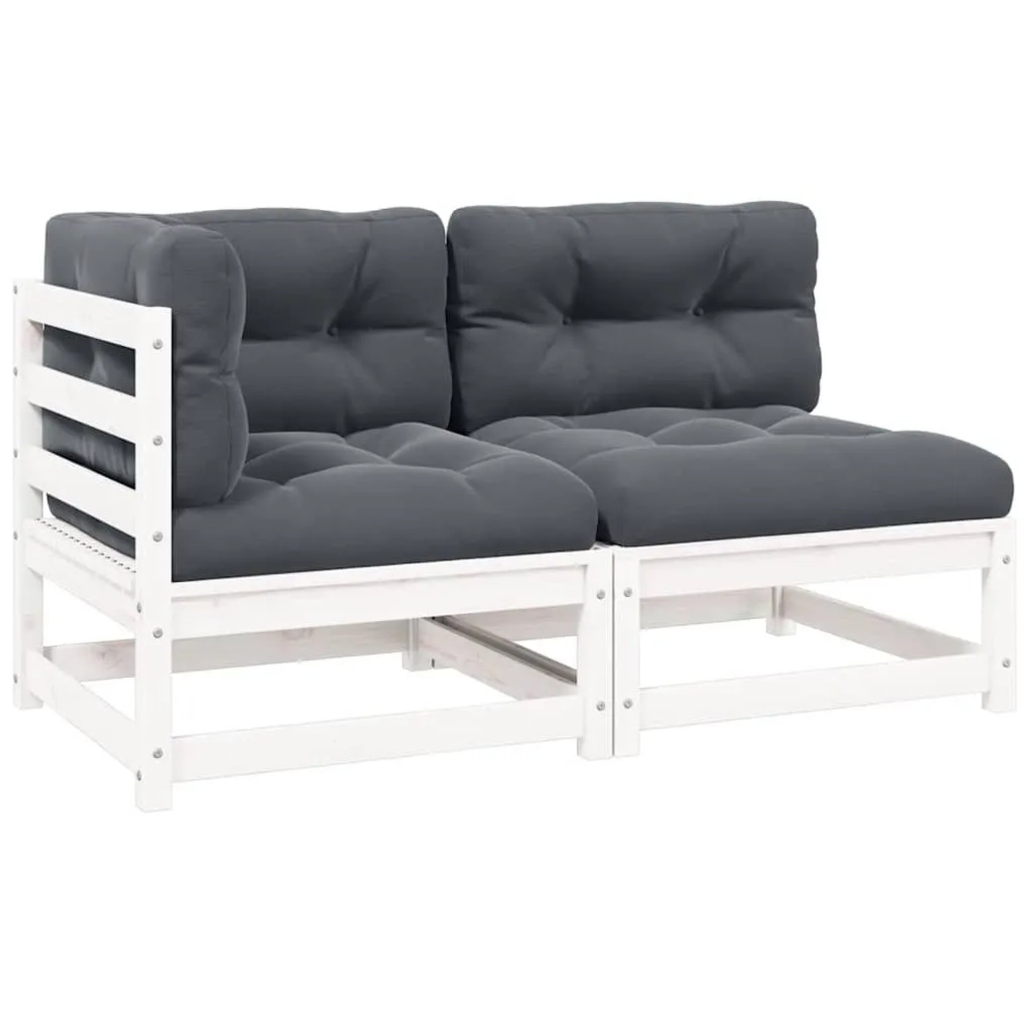 vidaXL 2-Tlg Garten-Lounge-Set mit Kissen Weiß Kiefer Massivholz 805746