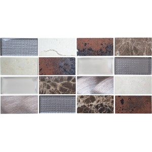 Vabene Mosaikfliese Pronto Uno Beige, 15x30 cm, Glasmosaik für Innenräume.