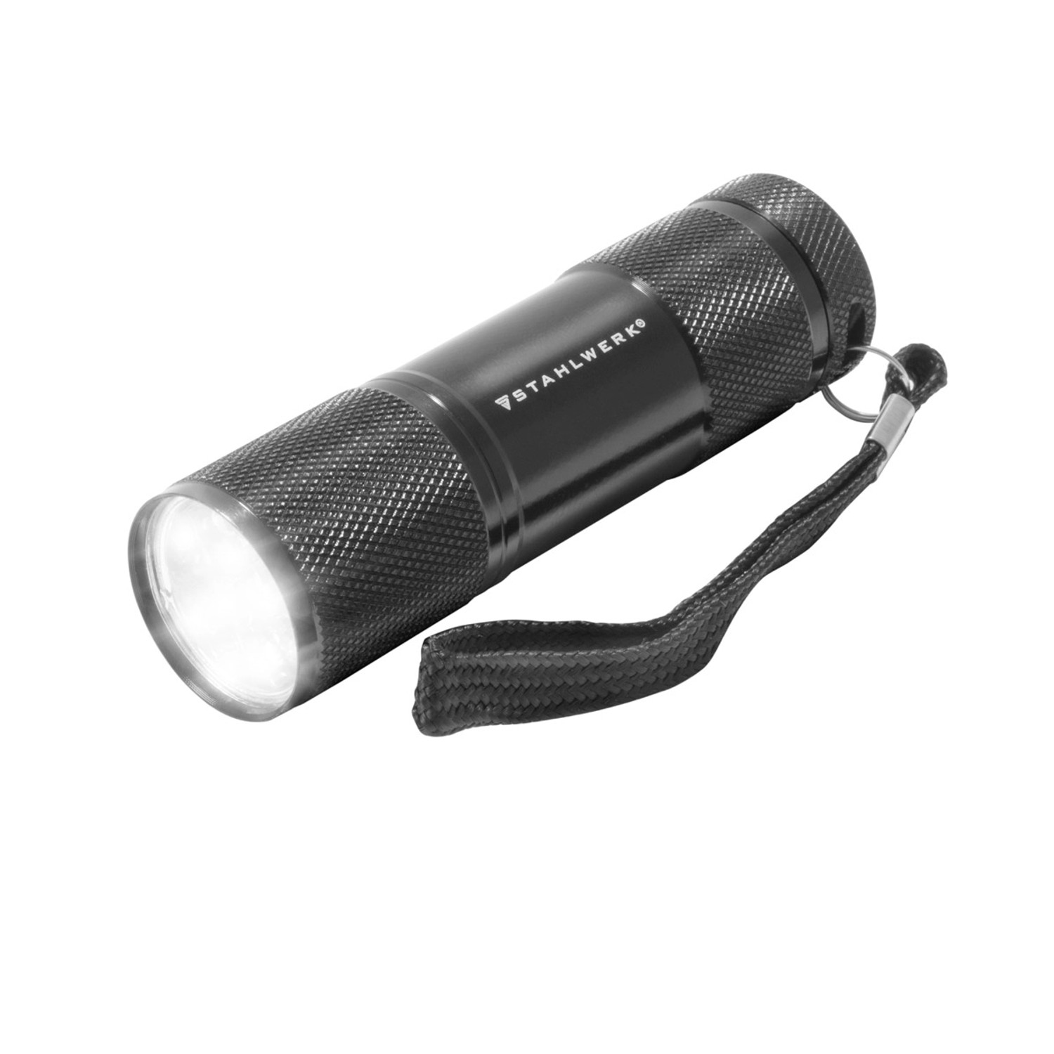 STAHLWERK LED Taschenlampe, enthalten im Multitool Set, Aluminiumgehäuse mit Handschlaufe.