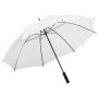 Weißer vidaXL Regenschirm, 130 cm Durchmesser, geöffnet. Großer Stockschirm mit schwarzem Griff und Metallgestell.