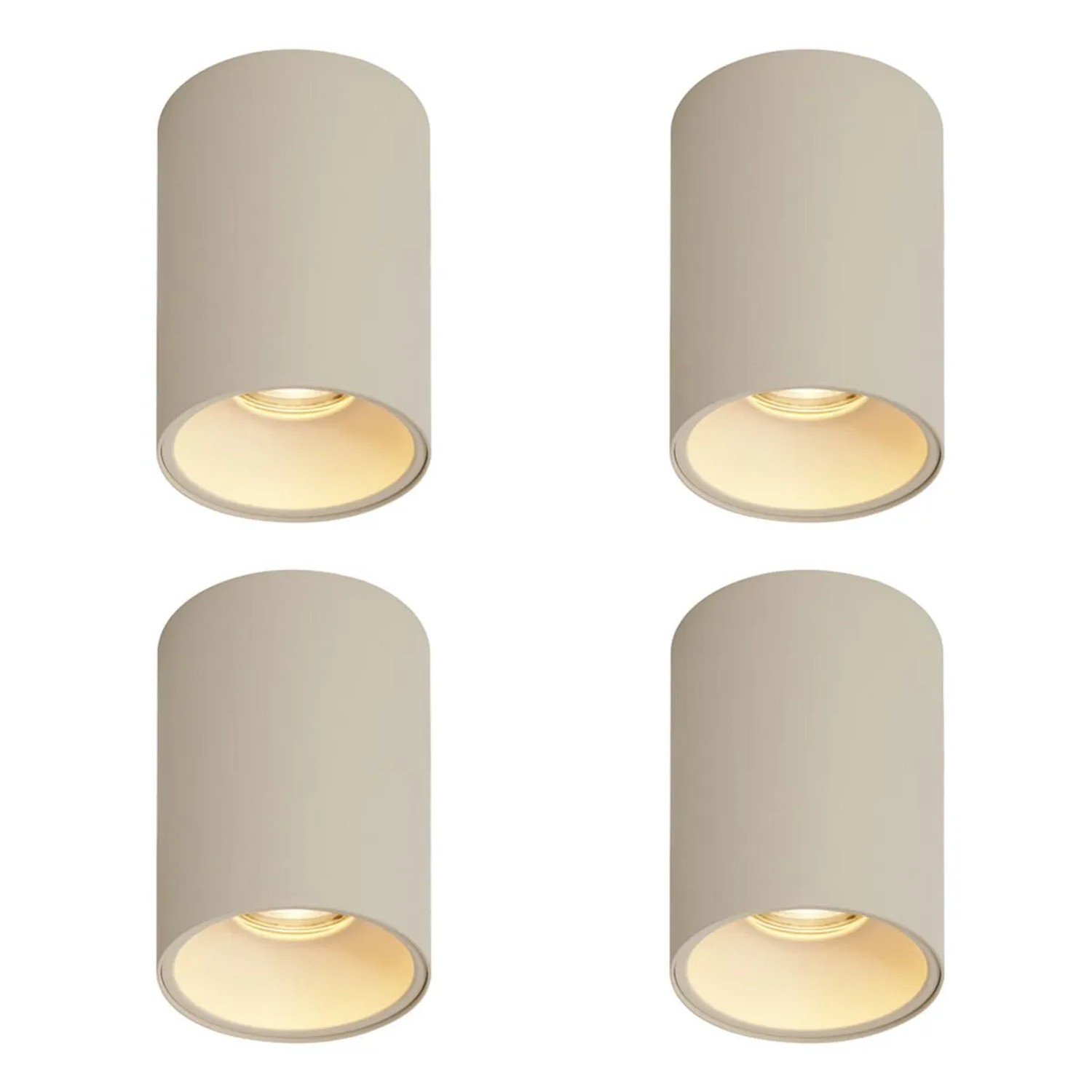 QAZQA 4er Set Moderne Beige Aufbaustrahler GU10 50mm Rund Deep