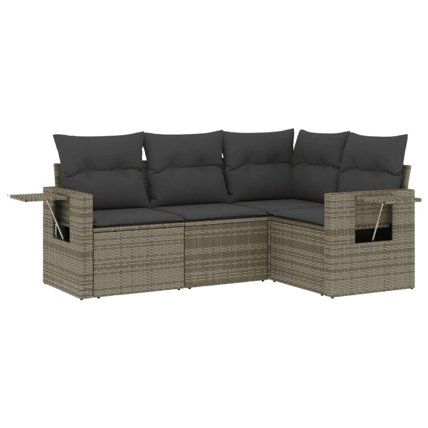 vidaXL 4-Tlg Garten-Sofagarnitur mit Kissen Grau Poly Rattan 3220109 günstig online kaufen