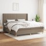 Boxspringbett Taupe 200x200 cm mit hohem Kopfteil, Matratze und Auflage für erholsamen Schlaf.