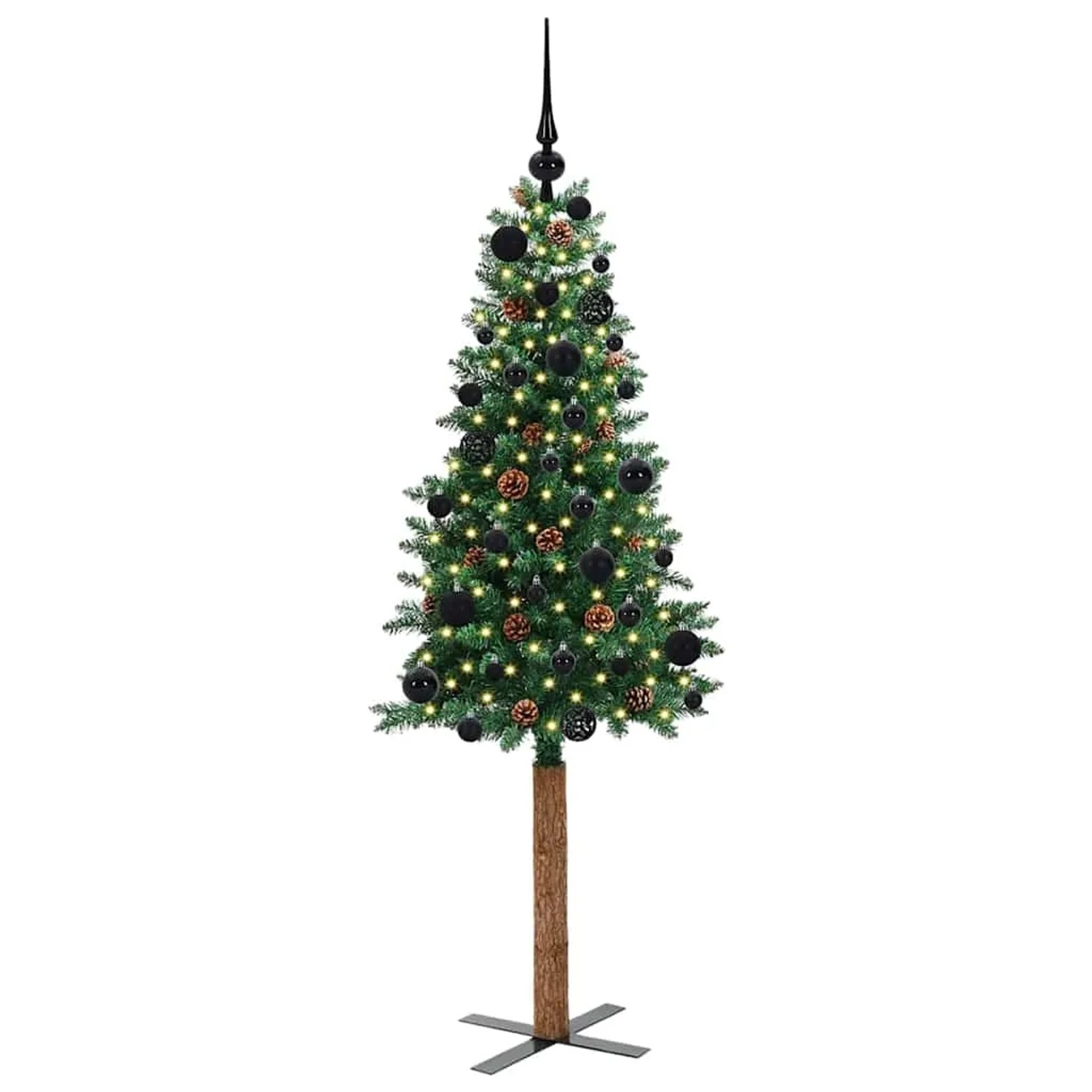 vidaXL Schlanker Weihnachtsbaum mit 150 LEDs mit Ständer Grün 150 cm 3394852