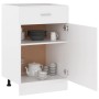 Weißer vidaXL Schubunterschrank (50x46x81,5 cm) aus Holzwerkstoff mit offener Tür und Geschirr.