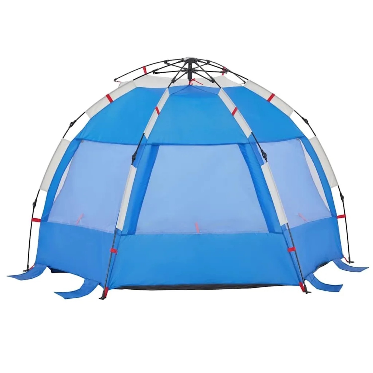 Azurblaues vidaXL Strandzelt für 2 Personen, wasserdicht und mit Quick-Release-System.