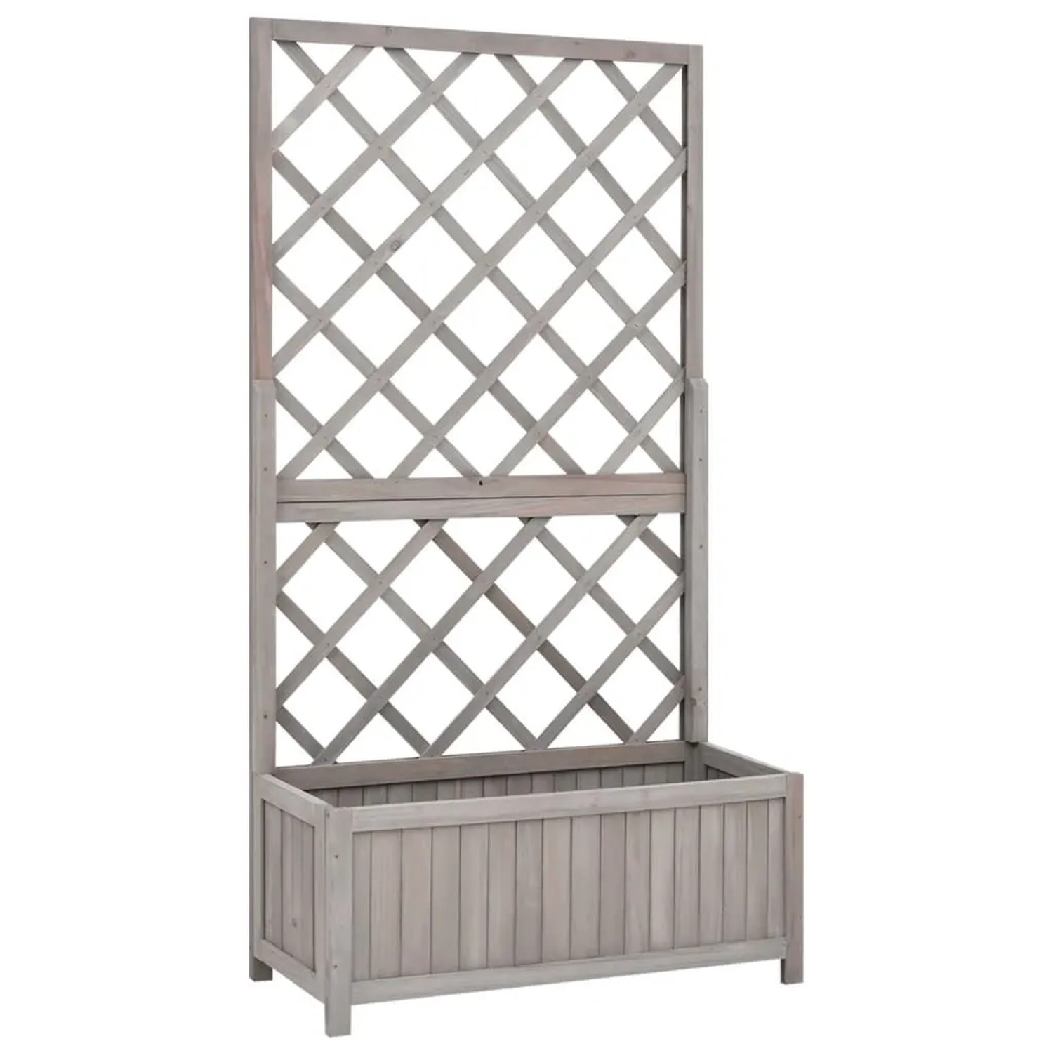 vidaXL Garten-Spalier mit Blumenkasten Grau 70x30x135 cm Tannenholz 316490