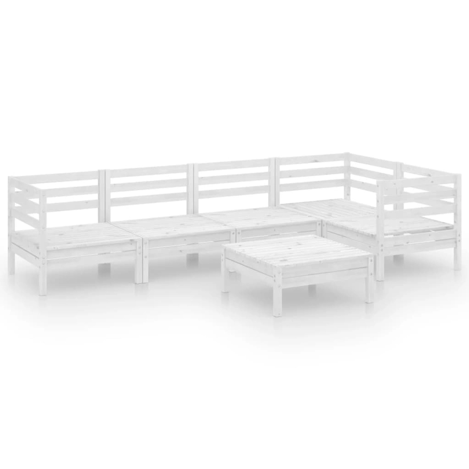 6-tlg. Garten-lounge-set Massivholz Kiefer Weiß günstig online kaufen