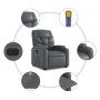 Grauer elektrischer Massagesessel aus Kunstleder mit Getränkehalter und Fernbedienung.