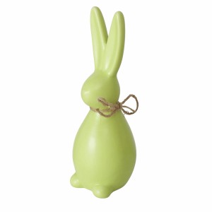 Grüne Boltze Osterfigur Paddy, 18,5 cm, Hase mit Schleife, Deko für Ostern.