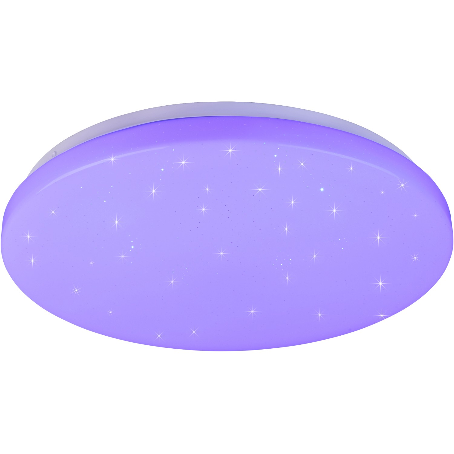 Weiße Reality LED-Deckenleuchte Kira mit Starlight-Effekt und RGB-Funktion.
