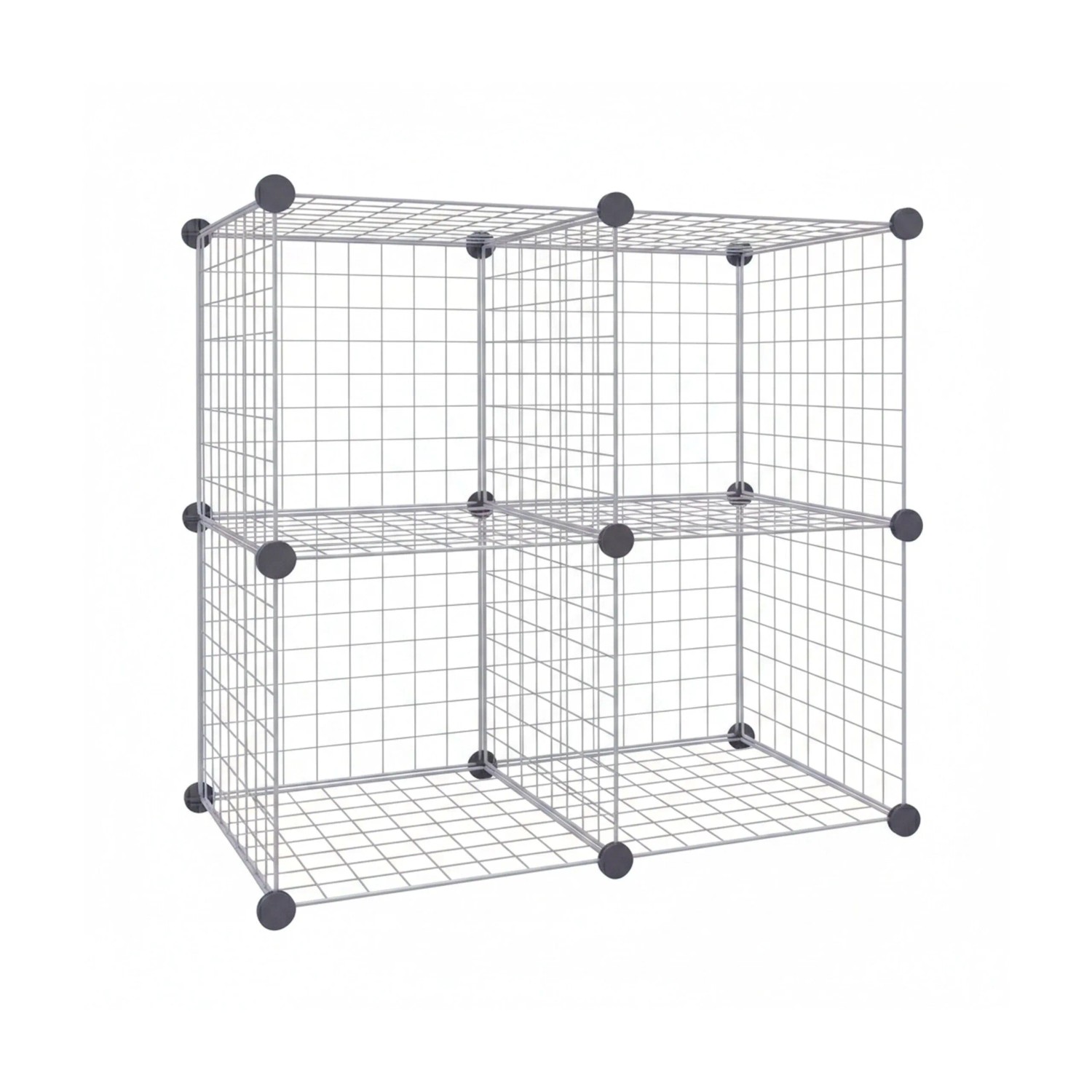 Relaxdays Steckregal Stahl Silber 4 Würfel Stecksystem 75 cm x 75 cm x 37 cm