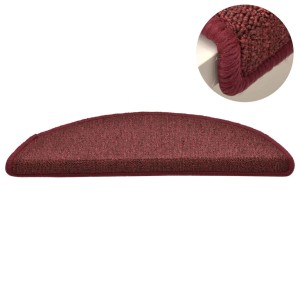Rote VidaXL Treppenmatte, 56x17 cm, aus PP-Tufting, mit Detailaufnahme der Treppenkante.