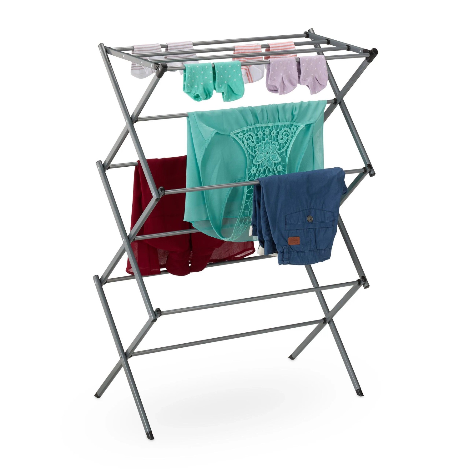 Relaxdays Wäscheständer Metall Silber Klappbar 105 cm x 73 cm x 37 cm 2,1 kg