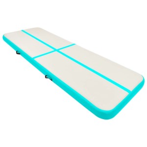 vidaXL Aufblasbare Gymnastikmatte mit Pumpe 400x100x15 cm PVC Grün 92663