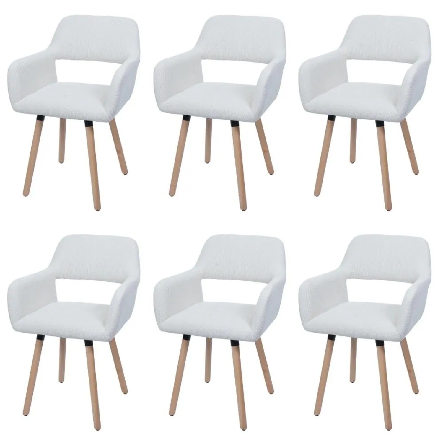 MCW Esszimmerstuhl A50 II 6er-Set Creme-Weiß Stoff/Textil Cord 400g/m²
