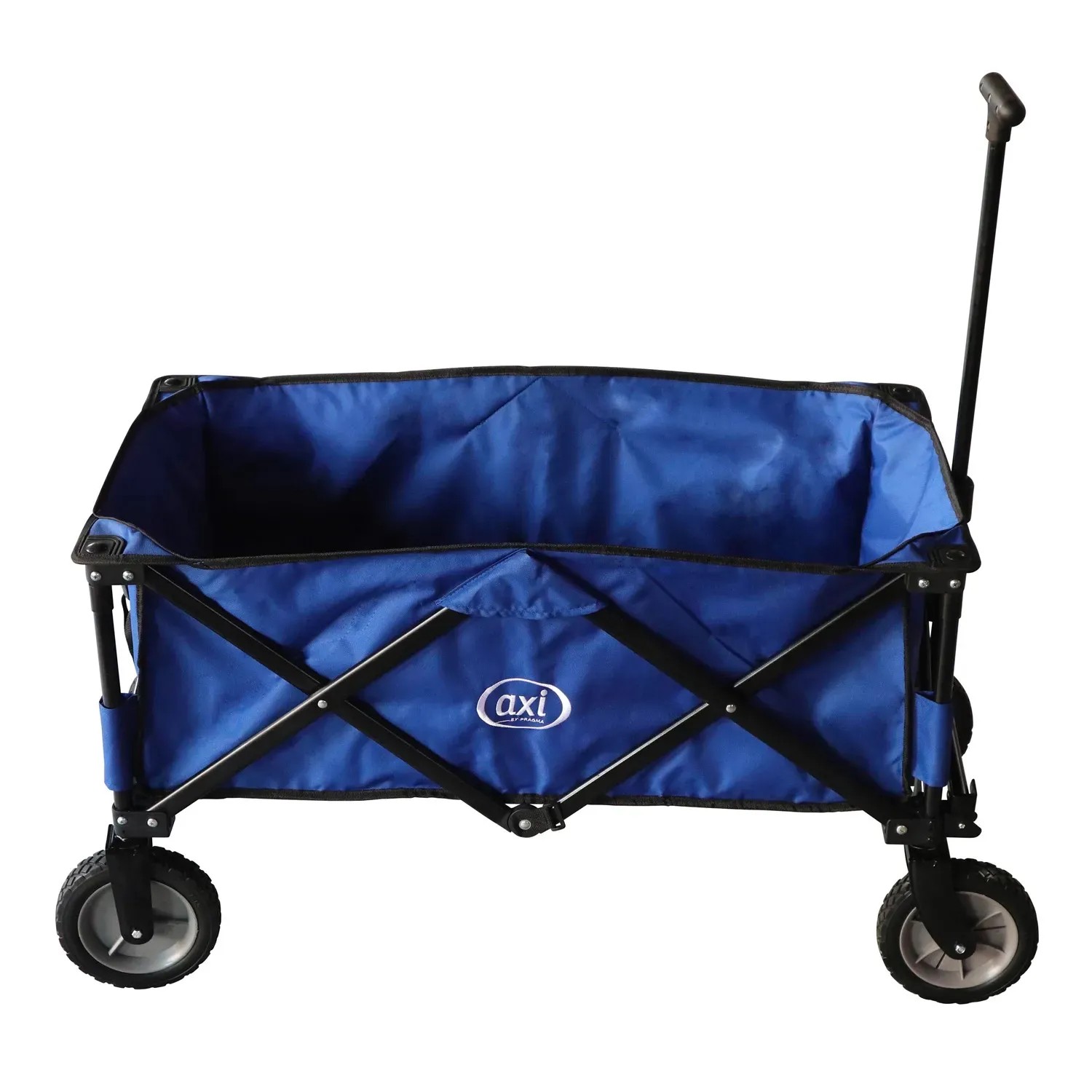 Blauer, faltbarer Axi Bollerwagen AB110 für Spiel, Freizeit und Transport.