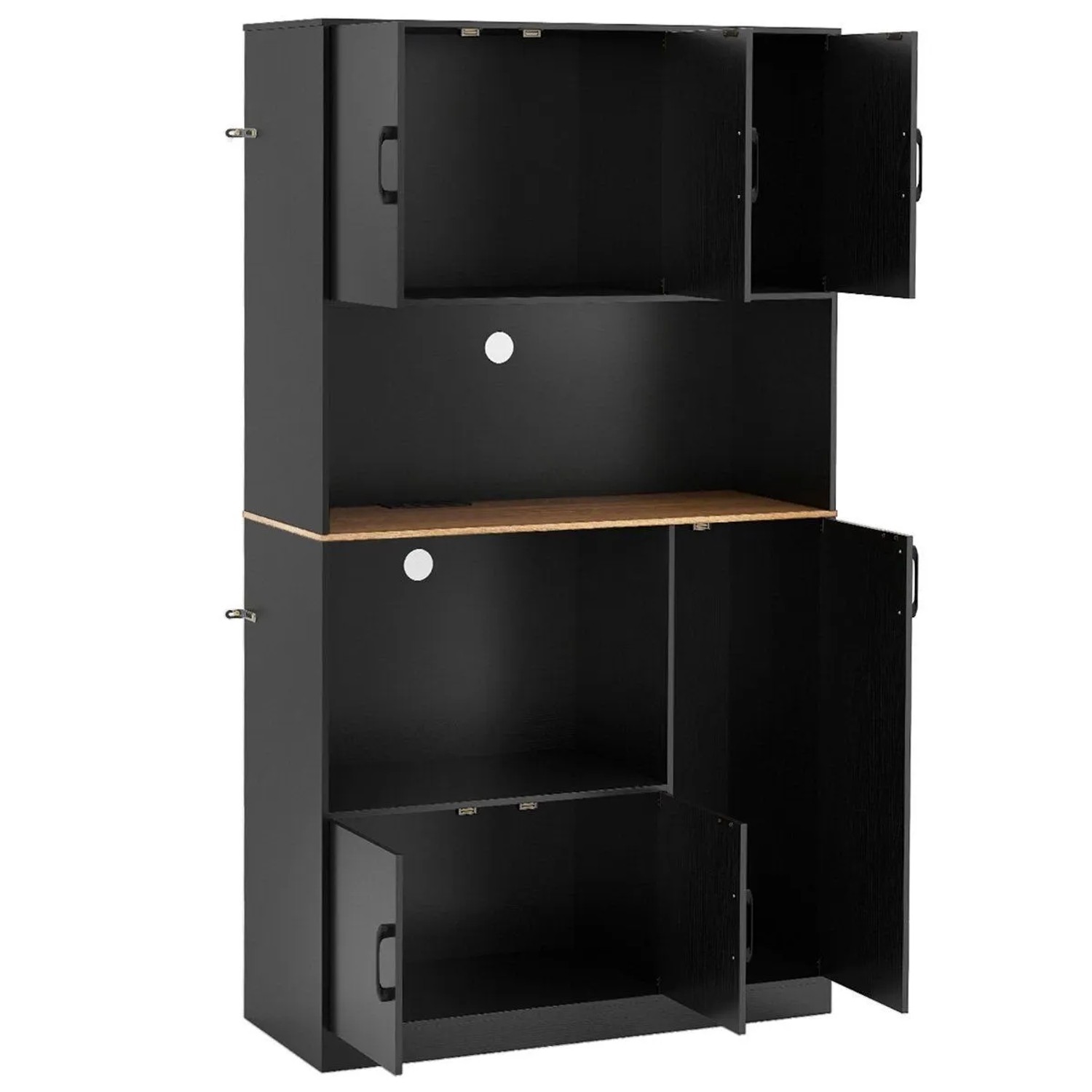 Costway Vorratsschrank mit Steckdose Schwarz 100 x 40 x 180 cm