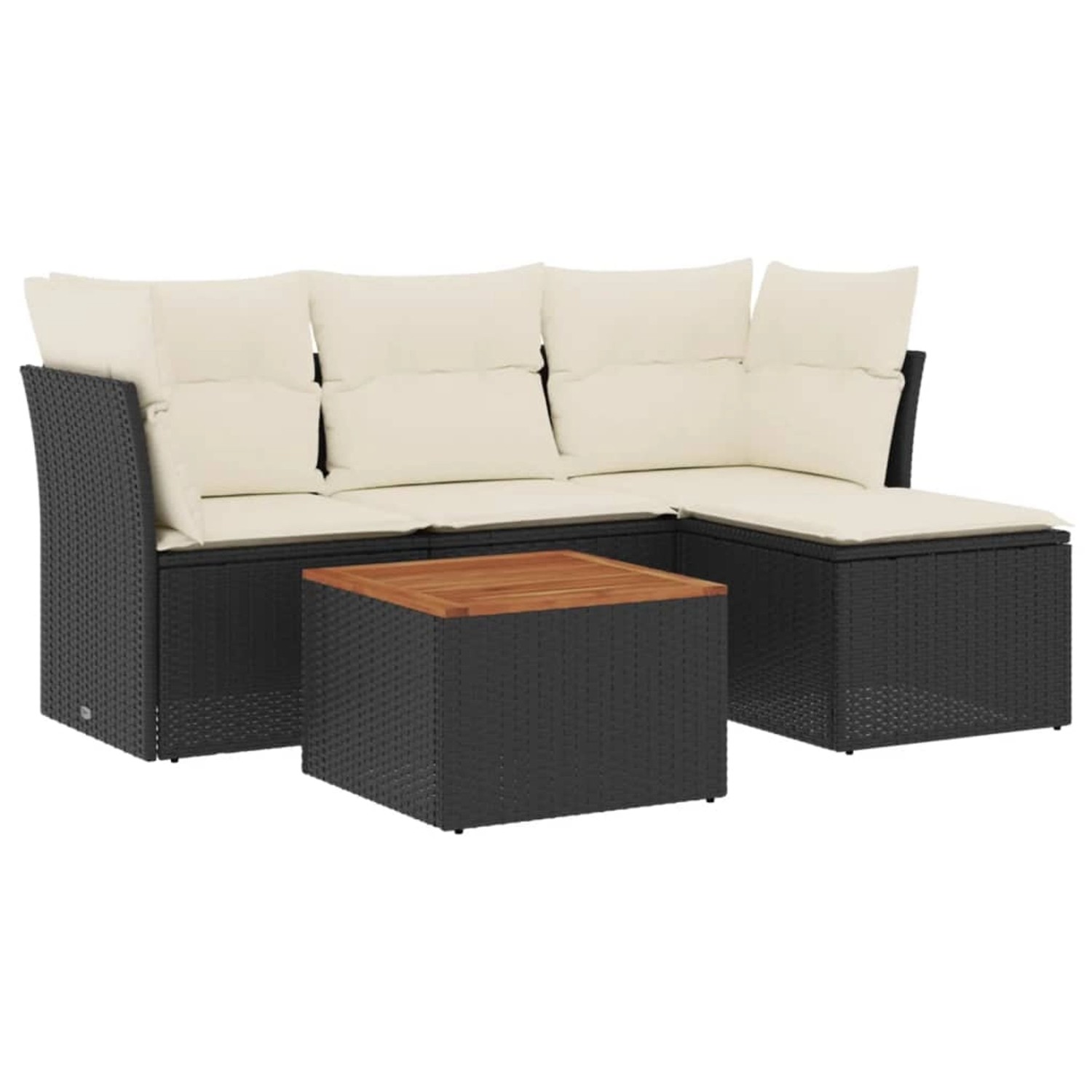 vidaXL 5-tlg Garten-Sofagarnitur mit Kissen Schwarz Poly Rattan Modell 45