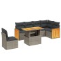 Graue 7-tlg. vidaXL Garten-Sofagarnitur mit Tisch und Polyrattan-Optik.