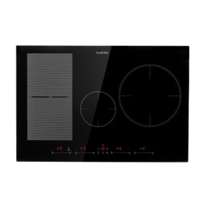 Klarstein Delicatessa 77 Hybrid Induktionskochfeld schwarz mit 4 Zonen, Glaskeramik-Oberfläche und Touch-Bedienung.