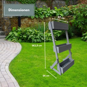 Coemo Vertikalbeet Petra aus Holz mit 3 Ebenen, ideal für Kräuter und kleine Pflanzen im Garten oder auf dem Balkon.