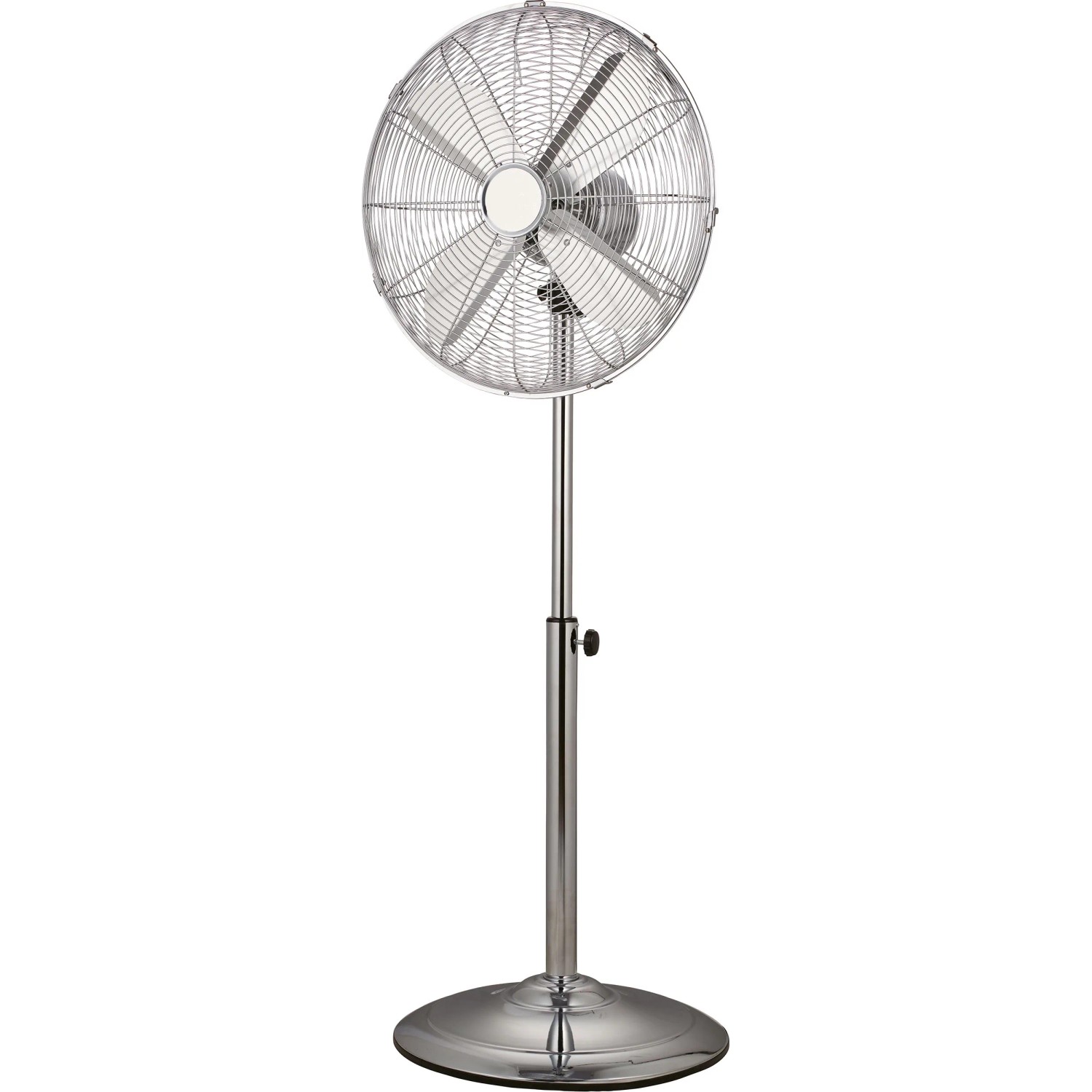 Chromfarbener Standventilator SV 45-40 mit Ø 40 cm Durchmesser.