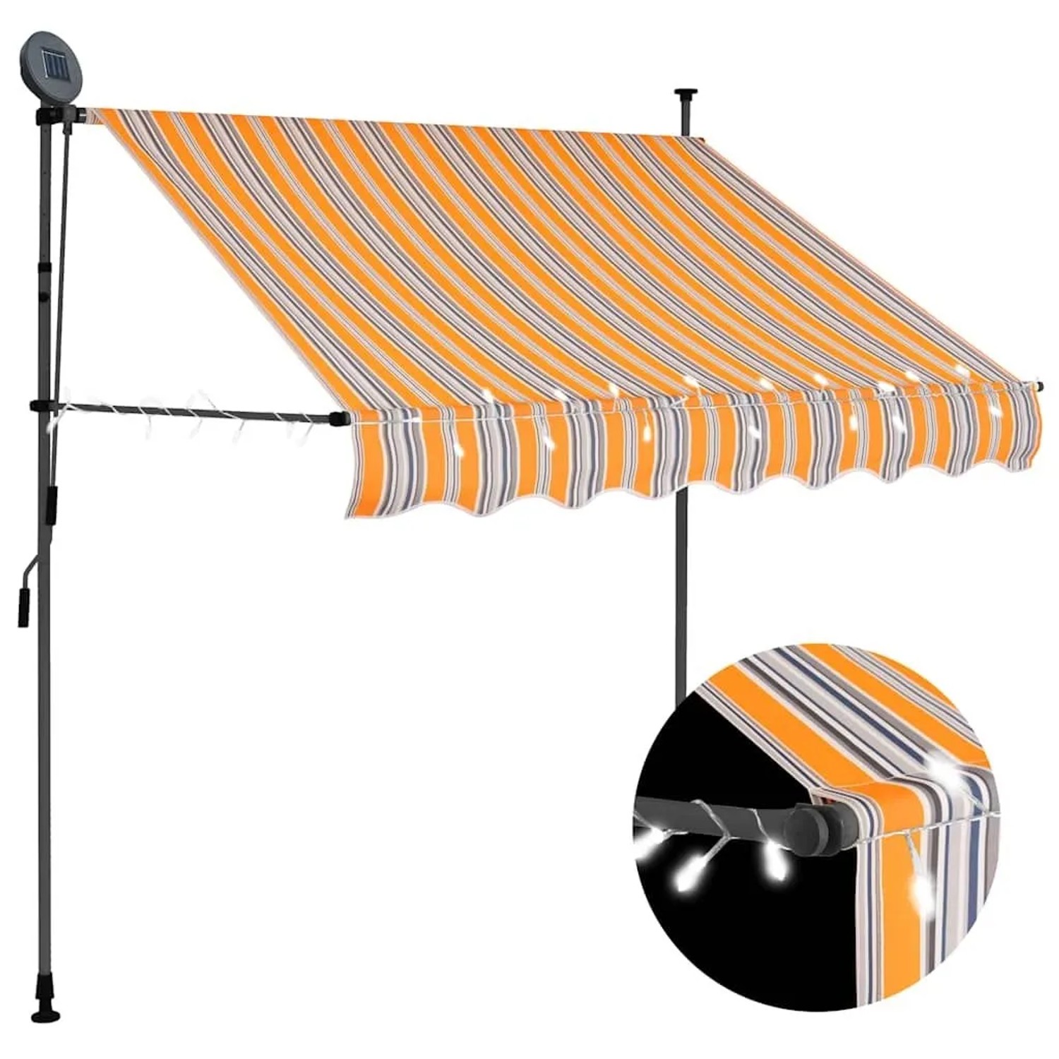 vidaXL Einziehbare Markise Handbetrieben mit LED 150 cm Gelb und Blau 145849