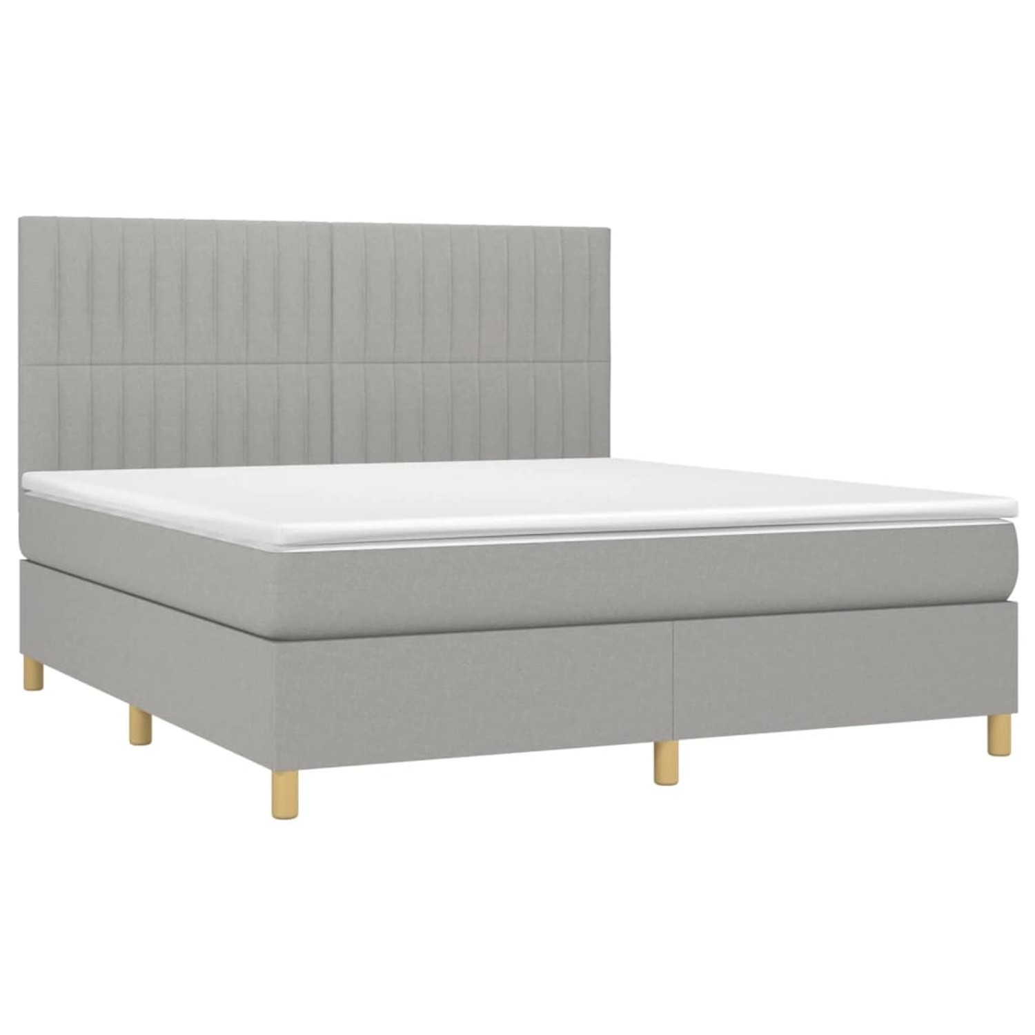 vidaXL Boxspringbett mit Matratze & LED Hellgrau 160x200 cm Stoff 3135605 günstig online kaufen