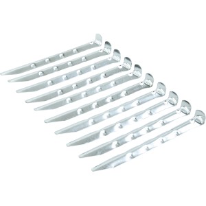 Zeltheringe, geschweift, verzinkt, 180 mm, 10 Stück, für Camping und Zeltzubehör.