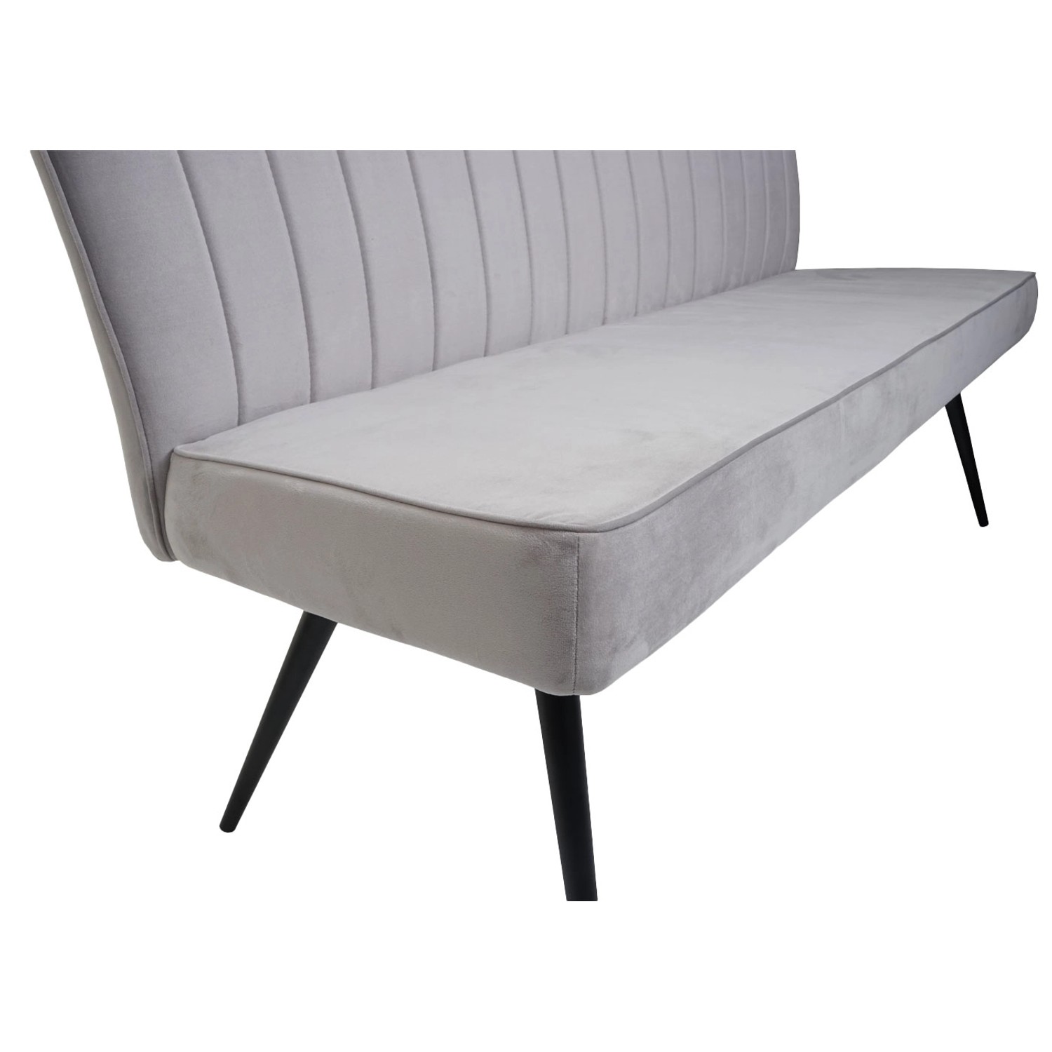 MCW Esszimmer-Bank K16, 3-Sitzer, hellgrau, mit Samtbezug und schwarzen Füßen.