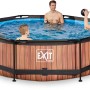 Exit Stahlrahmenpool-Set Wood Ø 300 cm mit Holzoptik und Badenden.