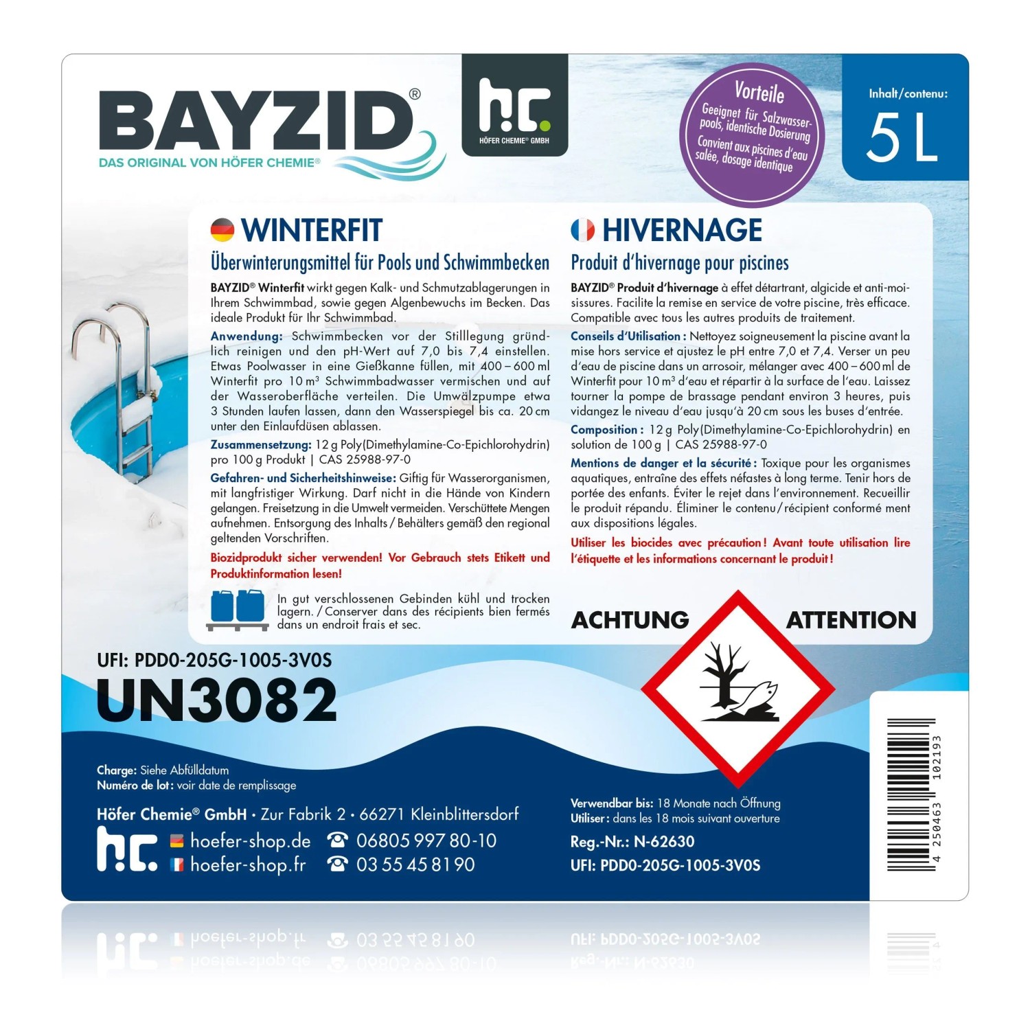 Bayzid Winterfit Überwinterungsmittel, 4 Kanister à 5l für die Poolpflege.